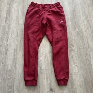 Nike Swoosh Burgundy Sweatpants Bottoms joggers Size Small Tapered